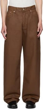 Dries Van Noten | Brown Coated Loose Fit Jeans