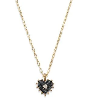Bloomingdale's | Black & White Diamond Heart Pendant Necklace in 14K Yellow Gold, 18"