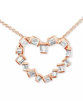 Le Vian | Vanilla Diamond Baguette Open Heart 18" Pendant Necklace (1/2 ct. t.w.) in 14k Rose Gold