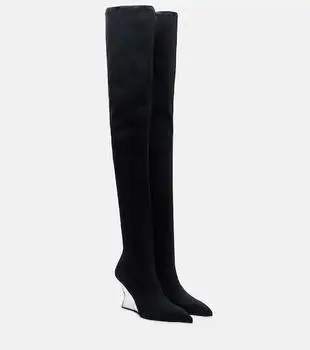 Balmain | Knitted wedge over-the-knee boots