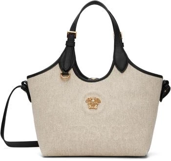 Versace | Beige 'La Medusa' Canvas Mini Tote