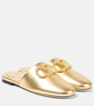 Valentino | VLogo Signature metallic leather slides