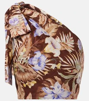 Zimmermann | Coco floral one-shoulder cotton top