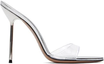 Silver Lidia Mule Heeled Sandals