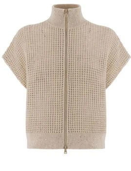 Brunello Cucinelli | Brunello Cucinelli Dazzling Detailed Zip-Up Cardigan