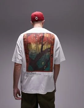Topman Topman extreme oversized fit t-shirt with Flowering Plum Orchard print in white in collaboration with Van Gogh Museum