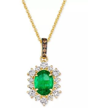 Le Vian | Costa Smeralda Emeralds (7/8 ct. t.w.) 
Diamond (1/2 ct. t.w.) Halo Adjustable 20" Pendant Necklace in 14k Gold