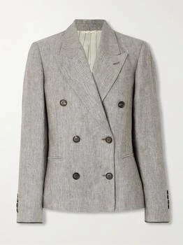 Brunello Cucinelli | Double-breasted Hemp And Linen-blend Blazer  - IT48