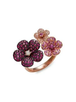 Effy | 14K Rose Gold, 0.19 TCW Diamond, Ruby
Pink Sapphire Pave Flower Ring