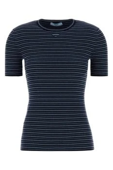 Prada | Prada Crewneck Striped Ribbed T-Shirt