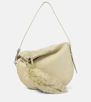 Burberry | Knight Medium shearling-trimmed leather shoulder bag