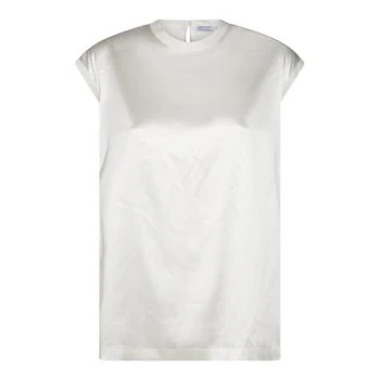 Brunello Cucinelli | Brunello Cucinelli Cap-Sleeved Crewneck Satin Blouse