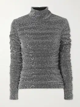 Dolce & Gabbana | Ruched Sequin-embellished Lurex Turtleneck Blouse - IT42