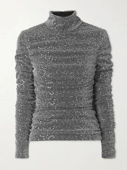 Dolce & Gabbana | Ruched Sequin-embellished Lurex Turtleneck Blouse  - IT42