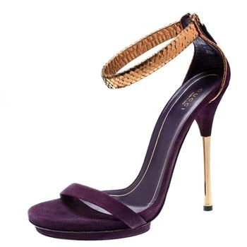 Gucci | Gucci Purple Suede And Metallic Python Kelis Ankle Strap Sandals Size 41