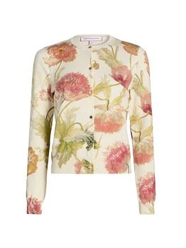 Carolina Herrera Floral Silk-Cotton Cardigan
