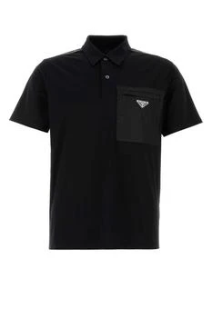 Prada | Prada Logo Plaque Short-Sleeved Polo Shirt