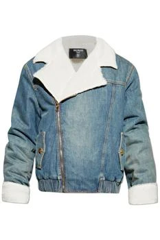 Balmain | Balmain Shearling Zip Denim Jacket