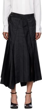 Sacai | Black Nylon Twill Mix Midi Skirt