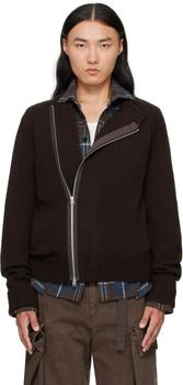 Sacai | Brown Wool Knit Cardigan