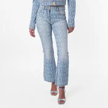 Versace | Versace All Over Monogram Flare Denim Jeans, Waist Size 26"