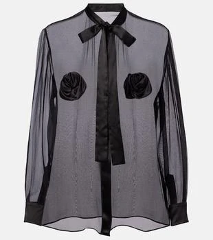 Dolce & Gabbana | Floral-appliqué sheer silk blouse