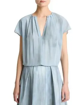 Vince Gathered Cap Sleeve Blouse