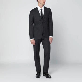 Prada | Single-breasted dress in anthracite gray wool and cashmere