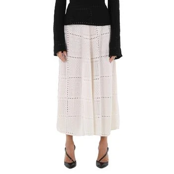 Chloé | Ladies Cloudy White Full Kniited Midi Skirt