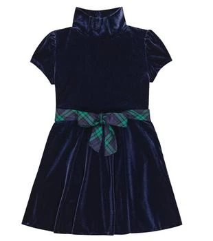 Sash-detail velvet minidress