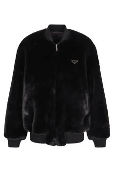 Prada | Prada Logo Plaque Reversible Bomber Jacket