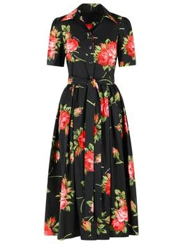 Dolce & Gabbana | Dolce & Gabbana Rose Bouquet-Printed Poplin Shirt Dress