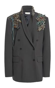 Dries Van Noten | Dries Van Noten Bafya Embellished Wool Double-Breasted Jacket - Moda Operandi