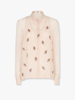 Fendi | Georgette top with rhinestones and sequins embroidery
