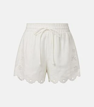 Embroidered linen shorts