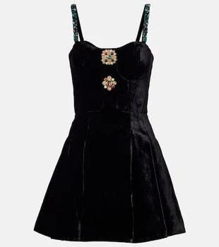 Balmain | Embellished velvet minidress