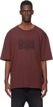 MAISON MARGIELA | Burgundy Embroidered Logo T-shirt