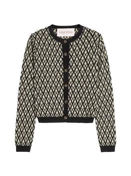 Valentino | Wool Cardigan with Toute La V Jacquard Pattern