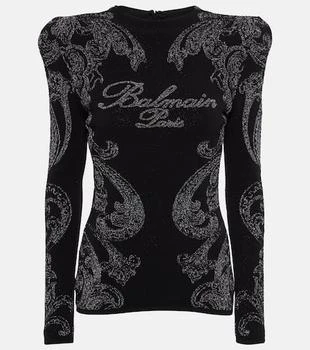 Balmain | Logo paisley cotton-blend jersey top