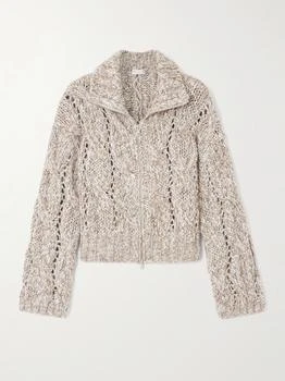 Brunello Cucinelli | Sequin-embellished Cable-knit Wool Cardigan - Beige