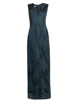 Dries Van Noten | Delina Floral Cotton Jacquard V-Neck Sleeveless Maxi Dress
