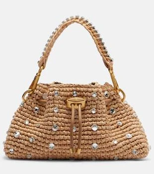 Jimmy Choo | Cinch Small embellished raffia tote bag