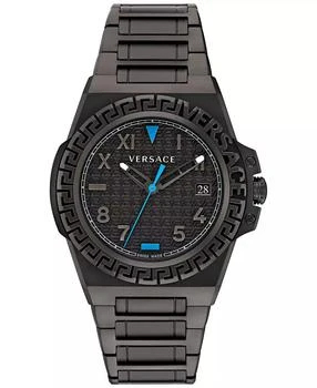 Versace | Men's Swiss Greca Reaction Black-Tone Stainless Steel Bracelet Watch 44mm