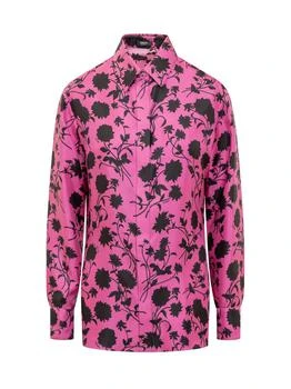 Versace | Versace Floral Silhouette-Printed Button-Up Shirt