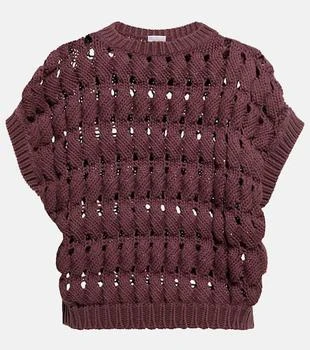 Brunello Cucinelli | Open-work cotton-blend top