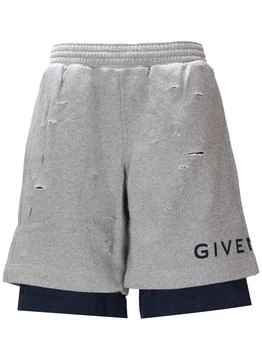 Givenchy | Givenchy Logo Printed Distressed Shorts
