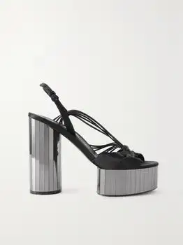 Salvatore Ferragamo | + Net Sustain Sabina Leather-trimmed Satin Platform Sandals - US9.5