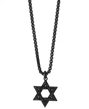 Effy | EFFY® Men's Black Spinel Star of David 24" Pendant Necklace in Black PVD Plated Sterling Silver