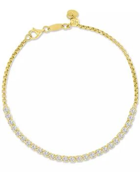 Macy's | Cubic Zirconia Box Link Semi Tennis Bracelet in 10k Gold