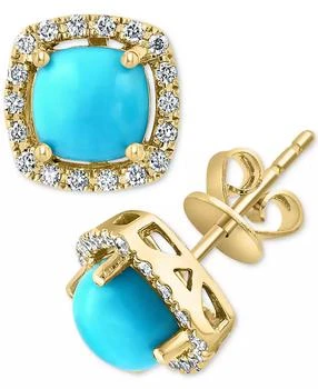 Effy | EFFY® Turquoise
Diamond (1/5 ct. t.w.) Stud Earrings in 14k Gold